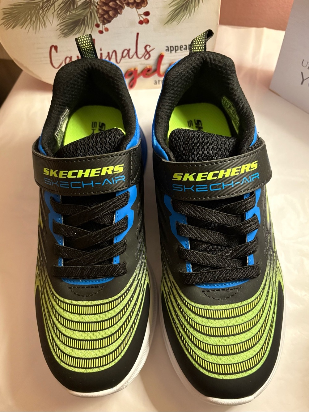 Skechers Kids Black, Neon Green & Blue Skech-Air Sneakers